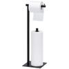 Freestanding Toilet Paper Holder with Storage, Bathroom Stand-Alone, Holds 4 Rolls, Suitable for Small Toilets, Includes Extra Storage, Matte Black