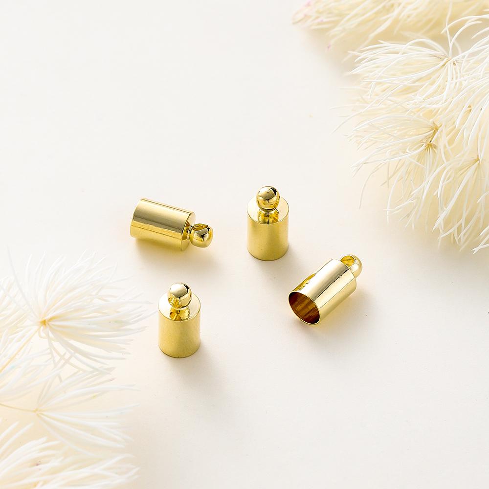 20ks/Šarže 14K Pozlacené Koncové Krimpovací Čepičky Čepičky na Koženou Šňůrku Pro DIY Náhrdelník Výroba Šperků Komponenty
