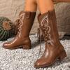 New Large-sized Embroidered Desert Boots, Mid-calf Boots and Women's Shoes