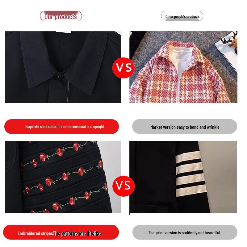 TB BROWIN 2025 Men's Embroidered Shirt Collar Jacket - Autumn/Winter Casual Wear