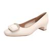 French Low-heeled Shallow-mouth Single Shoes 2025 New Spring and Autumn Huizhou Women's Shoes Soft Leather Square Head Not Tired Feet High Heels