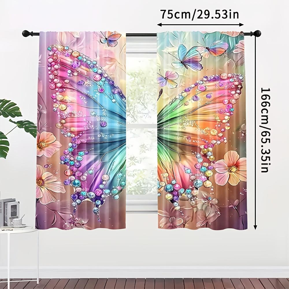 Digital Printed Curtains, Gorgeous Butterflies Pattern, Beautiful Window Drapes for Living Room Bedroom Home Decor