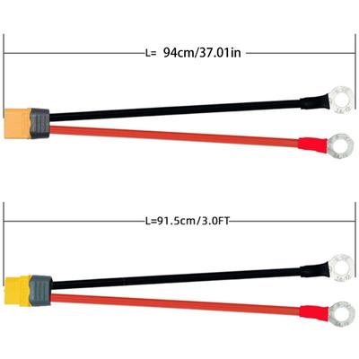 XT60 To O Rings Terminal Cable 12AWG XT60 Extension Cord for LiBattery Solar Portable Power Stations Secure Connection