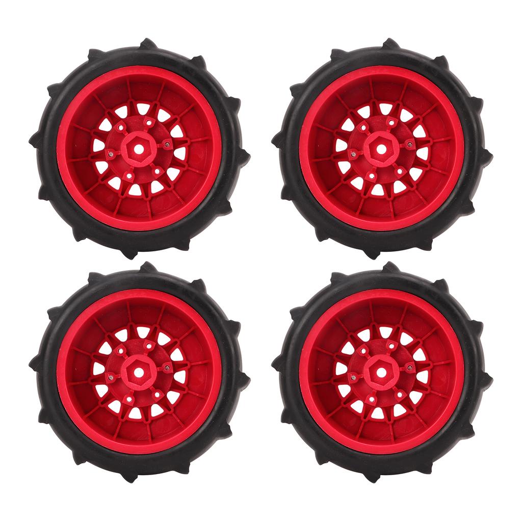 4 PCS RC Car Snow Wheels Tires Excellent Grip Thickened Weighted RC Car Accessories with 12mm 14mm 17mm Colligator Red