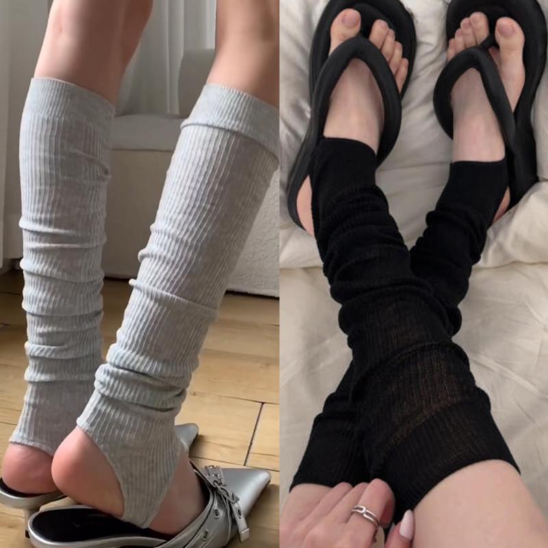 Knee Pads Thick Simple Long Knee High Socks Ballet Style Mid-calf Calf Socks Sun Protection Stepping On Feet JK Stockings Spring