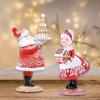 Creative Gingerbreads Santa Couple Christmas Sculptures Resins Tabletop Accent Ornament for Holiday Parties Celebration