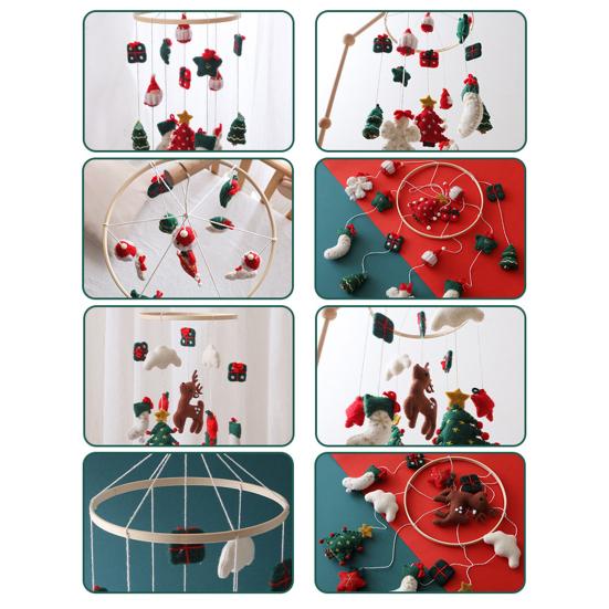 Christmas Crib Mobile Handmade Felt Baby Bed Bell with Reindeer Tree Stars Nursery Decor for Infants Safe Festive Holiday Gifts