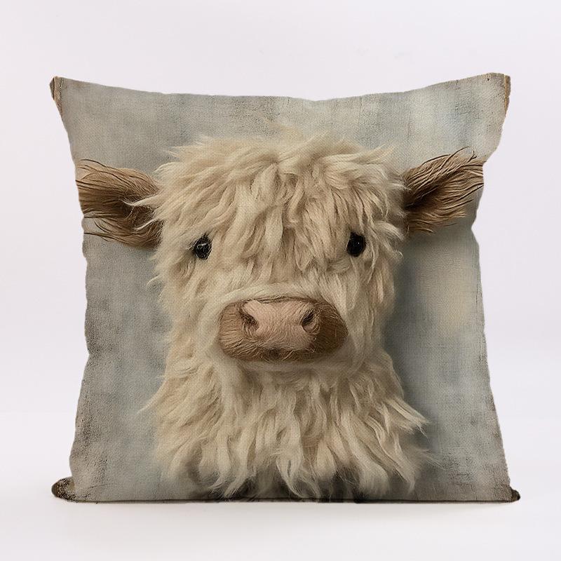 Böhmischer Plüsch-Kissenbezug mit Imitationsstickerei und Tiermotiven, 45x45cm