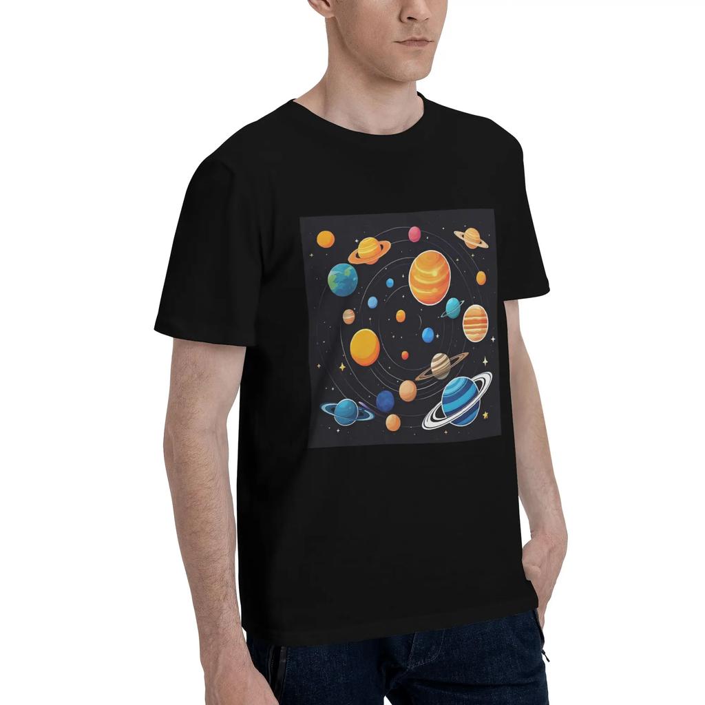 Solar System Space Planets Universe Men TShirt Plus Size T Shirts Mens ONeck Cotton Tees Short Summer Male