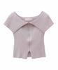 Son de Wide Ribbed Zip Knit Purple [Trente-An Mode] Women's Sweater,