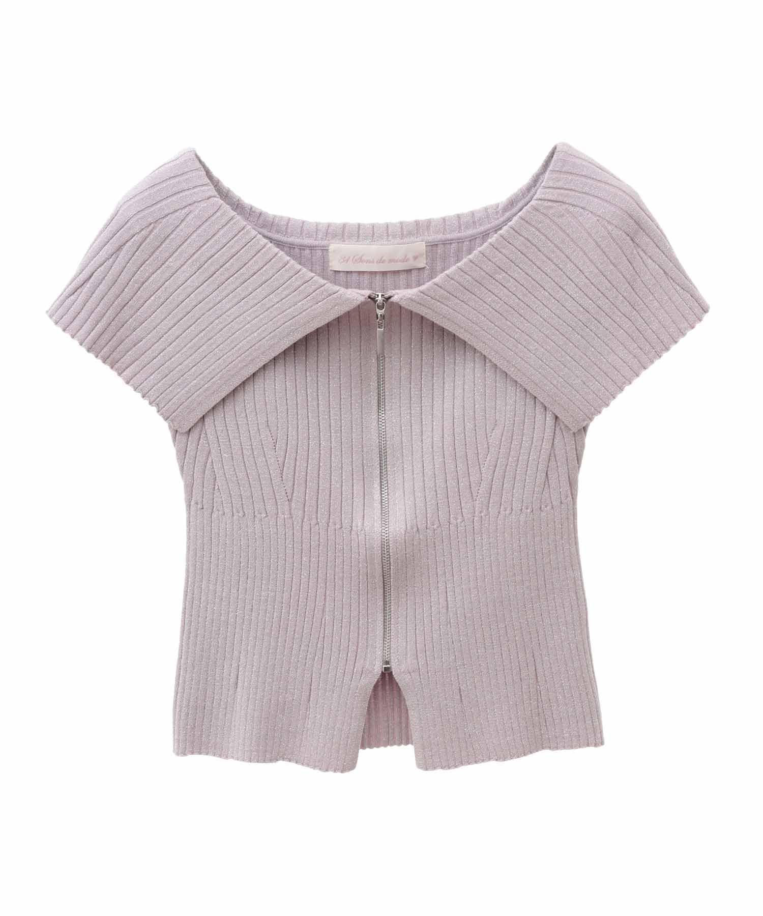 

Son de Wide Ribbed Zip Knit Purple [Trente-An Mode] Women s Sweater, фиолетовый