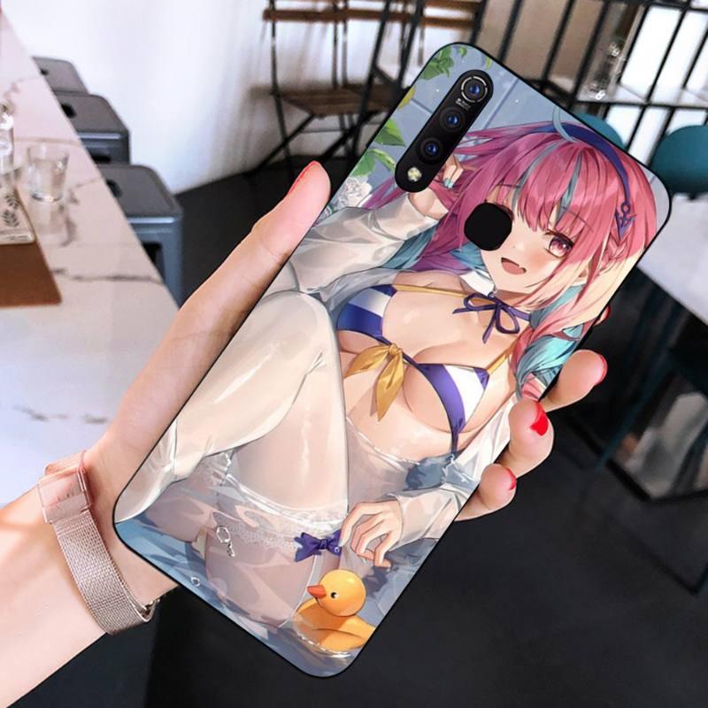 

Милый чехол для телефона Minato Aqua Hololive для Huawei Mate 40 30 20 10 Pro Lite Nova 9 8 5T Y7p Y7 мягкий черный чехол для телефона Huawei Y6 2019