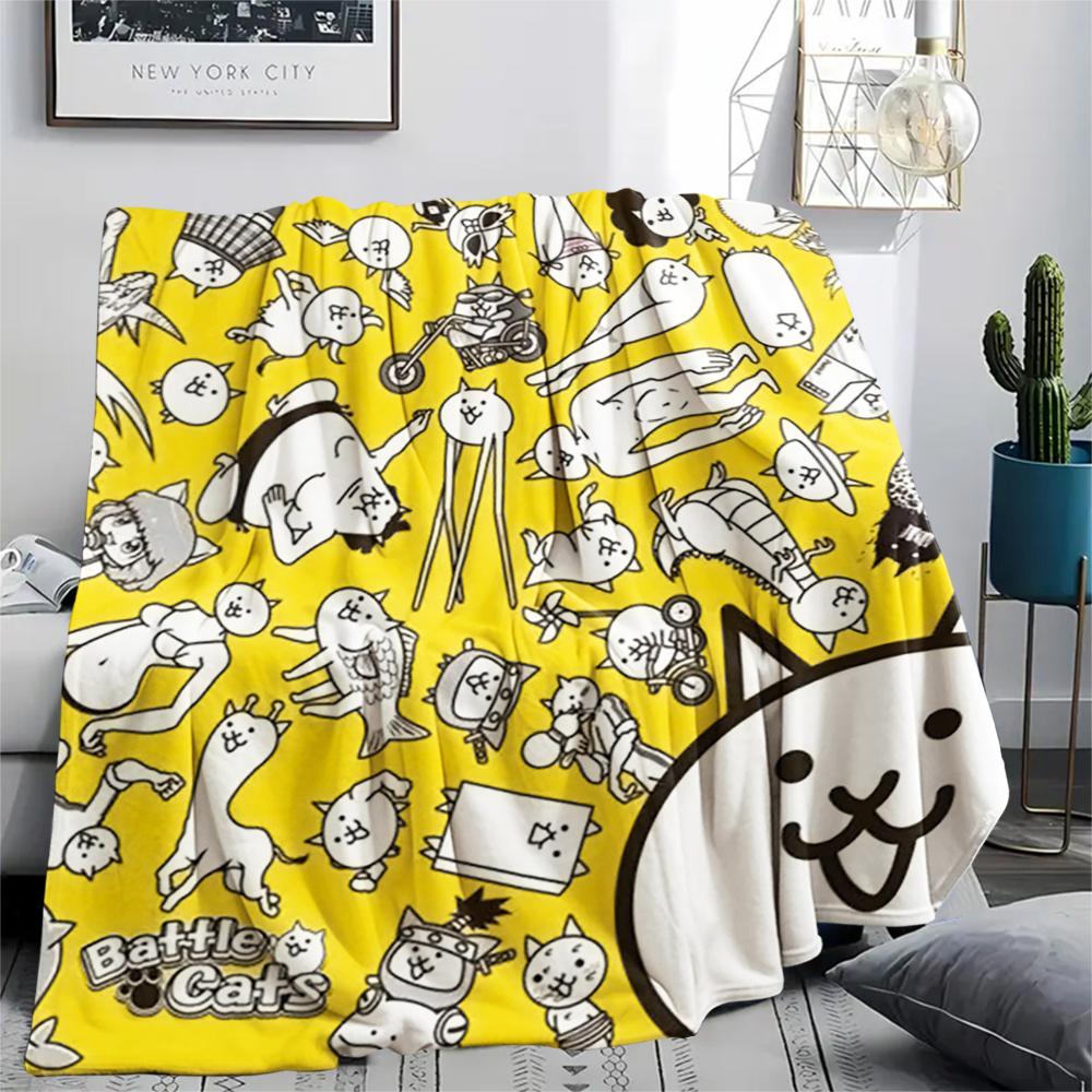1PC THE BATTLE CATS Print Flannel Blanket, High quality Comfortable for All Seasons, Home Decor, Warmth and Comfort, Perfect for Christmas Gifts207