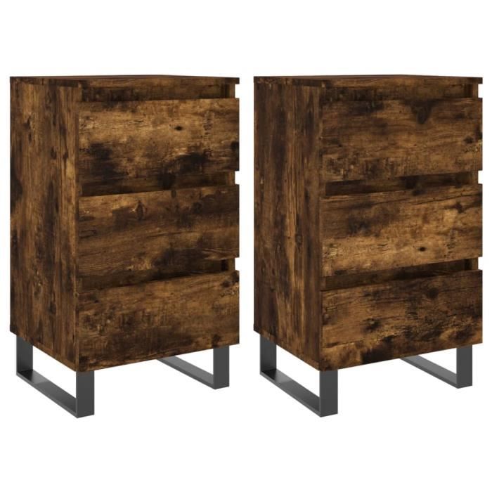 VidaXL Tables de chevet 2 pcs chêne fumé 40x35x69 cm bois ingénierie 826951