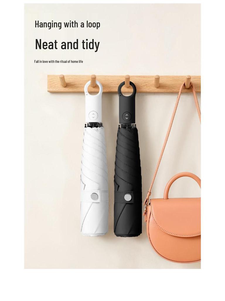 Fully Automatic Five-Fold Umbrella with Black Glue Sunscreen, UV Protection, and Dual-Use for Rain or Shine