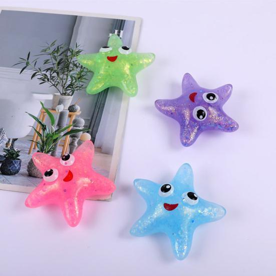 Starfish Squeeze Toy Cozy Touch Soft Rebound Shine Sequins Mini Cute Pinch Toy Relieve Stress TPR Creative Squishes Decompression Toy Party Favor