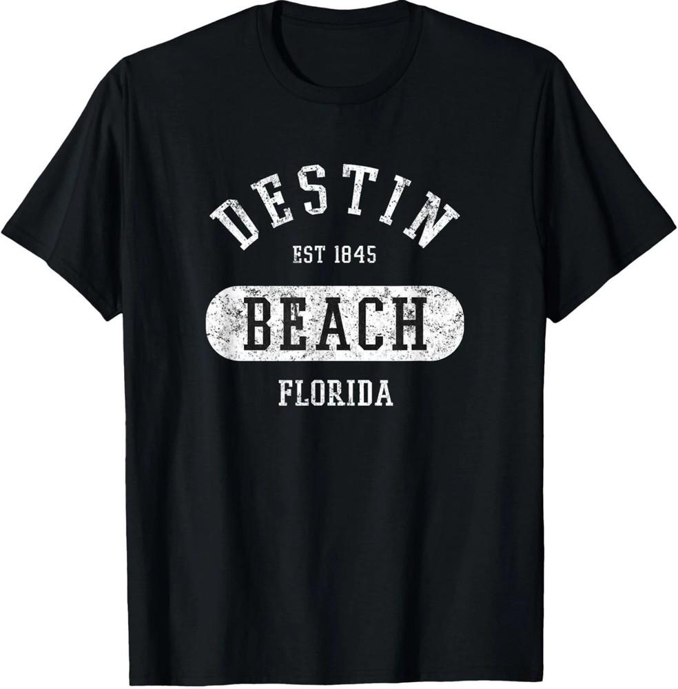 Retro College Style Destin Beach FL Distressed Novelty Art S-5XL Unisex T-Shirt M