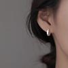 New 925 Silver Hoop Earrings Clip Matte Circle Geometric Punk For Women Girl Gift Jewelry