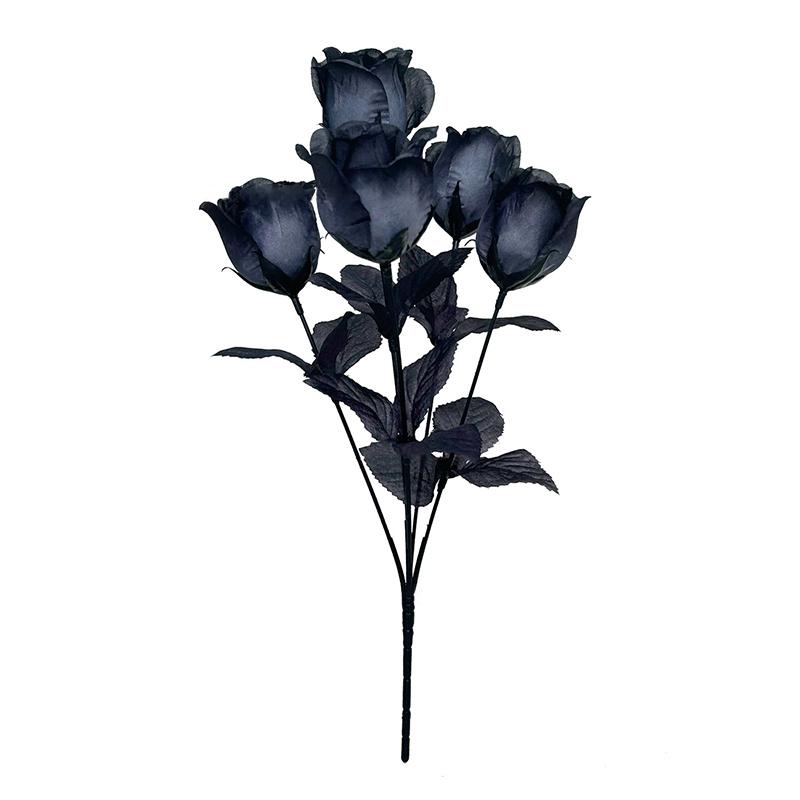 1 יחידה רקע צילום ורדים שחורים משי ריאליסטי פרחים עיצוב בית גותי ורד שחור מדומה 36 ס"מ
