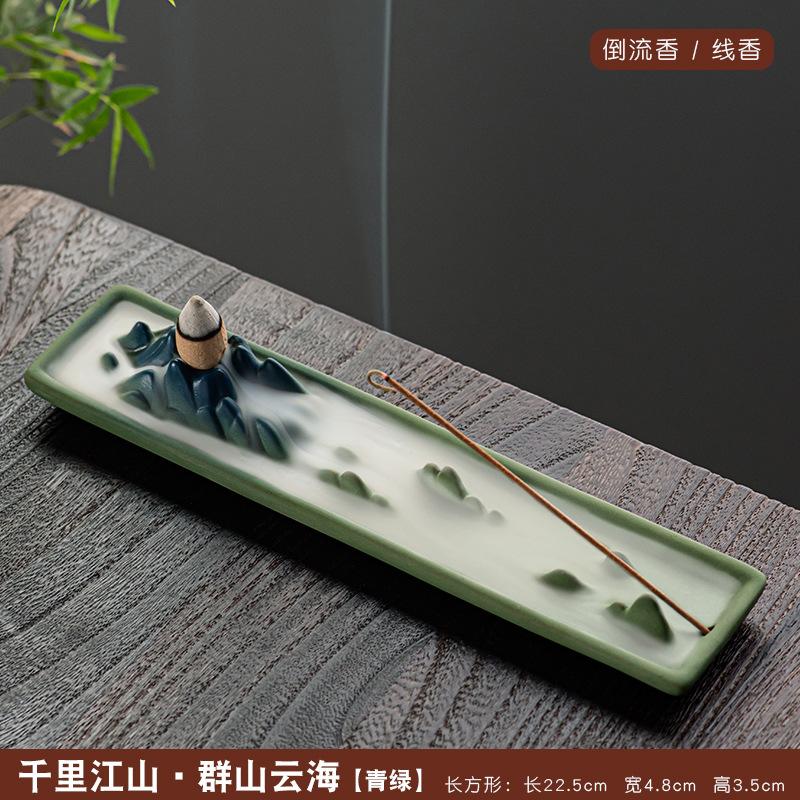Creative Thousand Miles Landscape Incense Burner Ceramic Downward Flowing Smoke Ox Design for Home Tea Ceremony Decor Gift