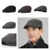 Beret Checkered Duckbill Retro Hat Vintage Men Woollen Cap Accessory Gift Adult