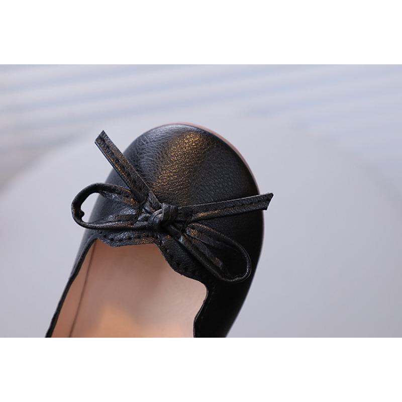 Children's Square-Toe Leather Shoes Girls Fashion Little Bow Flats Toddler Princess Shoes Dance Footwear