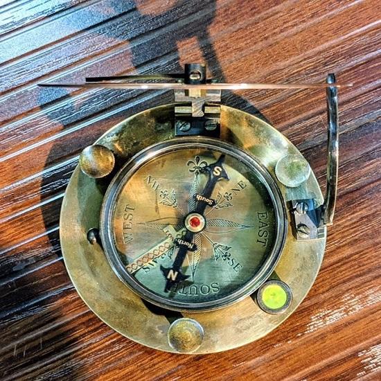 Cadou de colecție nautic alamă busolă cadran solar, busolă de botez gravată, de colecție, cadou unisex, cadou de botez