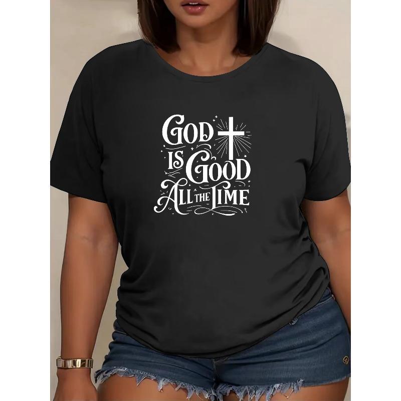 European sizes Women's "God Is Always The Best" Printed Short-sleeved Faith T-shirt, A Unique Fashion Garment