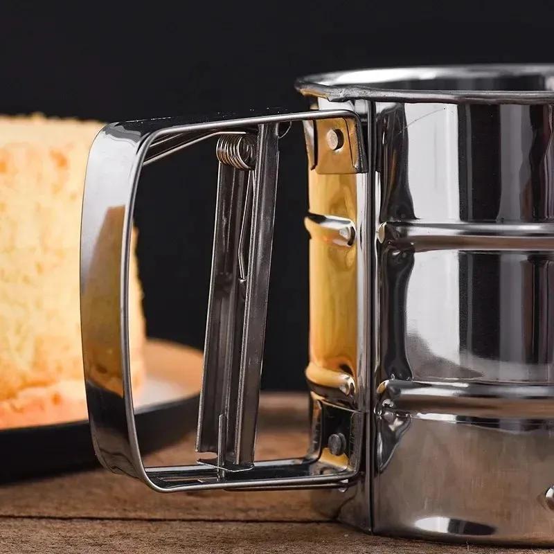 new Pastry Baking Tools Powder Flour Mesh Sifter Cup Baking Icing Sugar Shaker Stainless Steel Sieve Cup Bakeware Kitchen Gadgetsstainless