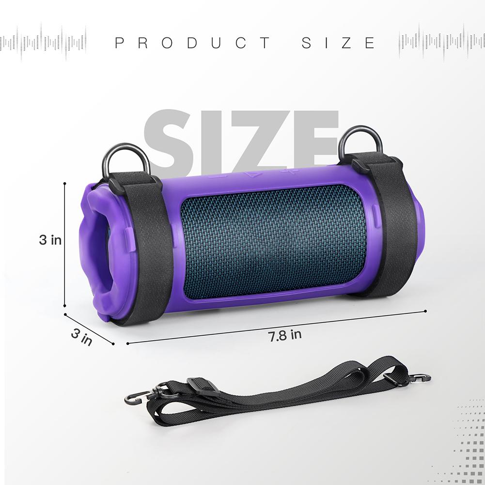 

For JBL Flip 7 BT Speaker Silicone Case with Shoulder Strap Soft Protective Speaker Cover Waterproof Outdoor Travel Camping Tool фіолетовий