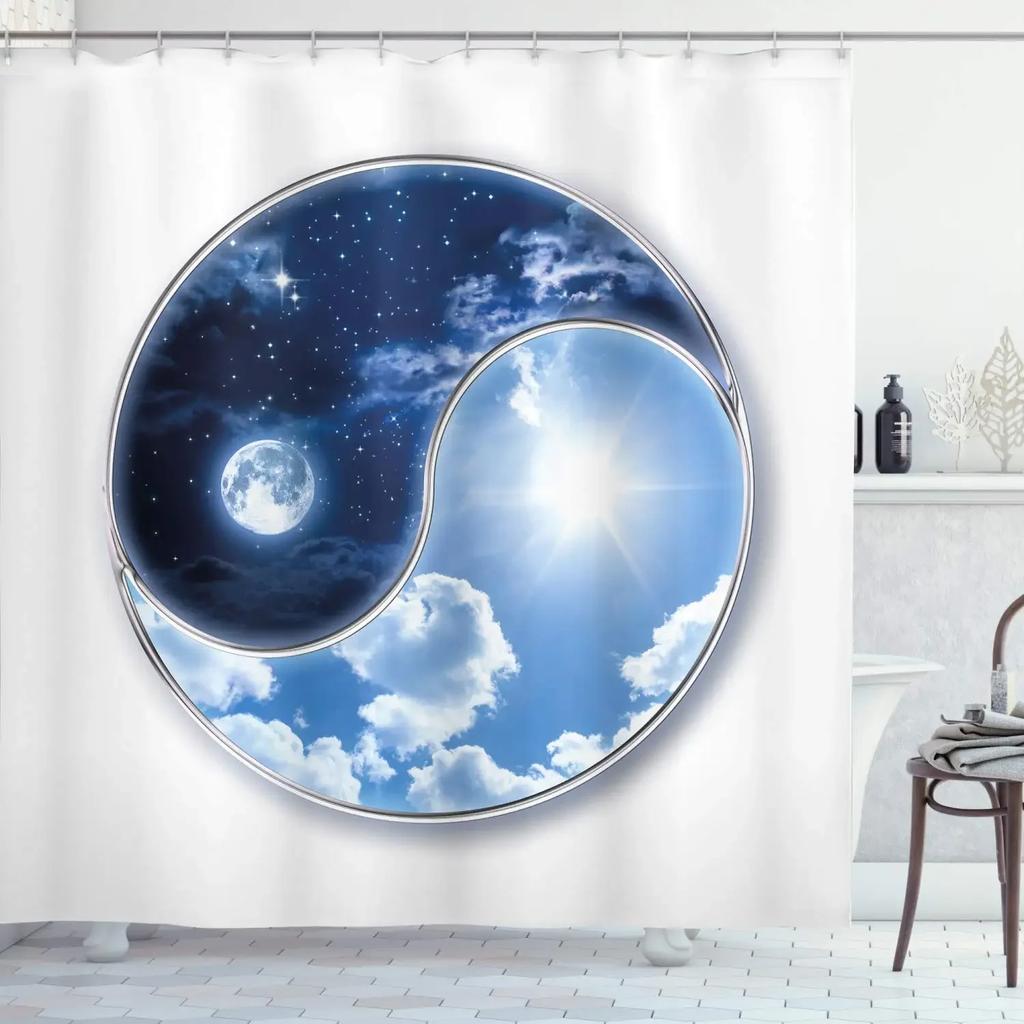 Yin Yang Shower Curtain For Bathroom Boho Trippy Gossip Pattern Psychedelic Art Waterproof Bathroom Shower Curtain Set With Hook