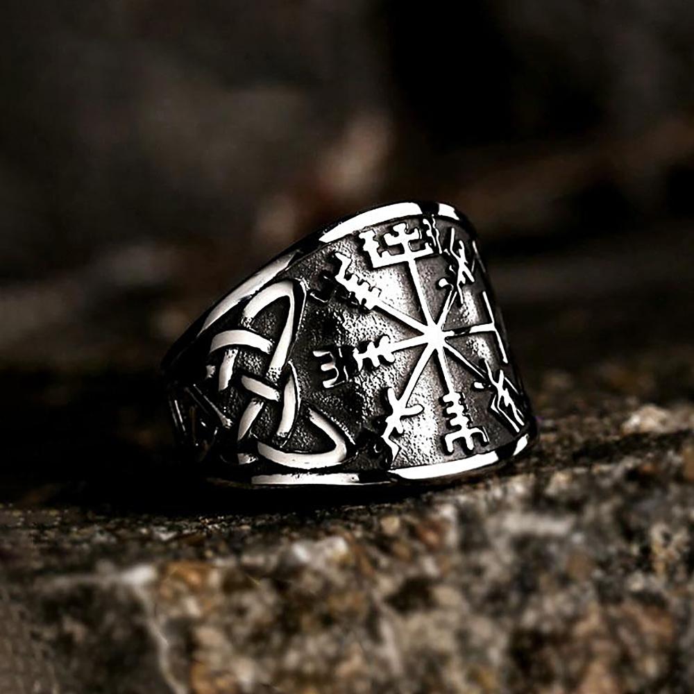 Vintage Nordic Viking Compass Rings Stainless Steel Punk Viking Celtics Knot Ring for Men Biker Amulet Jewelry Gift Dropshipping
