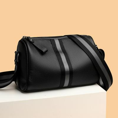 Large Capacity Men's Messenger Bag, Lychee Pattern Men's Bag, Shoulder Bag, Cowhide Texture Splicing Breast Bag, Men's High-end Sense