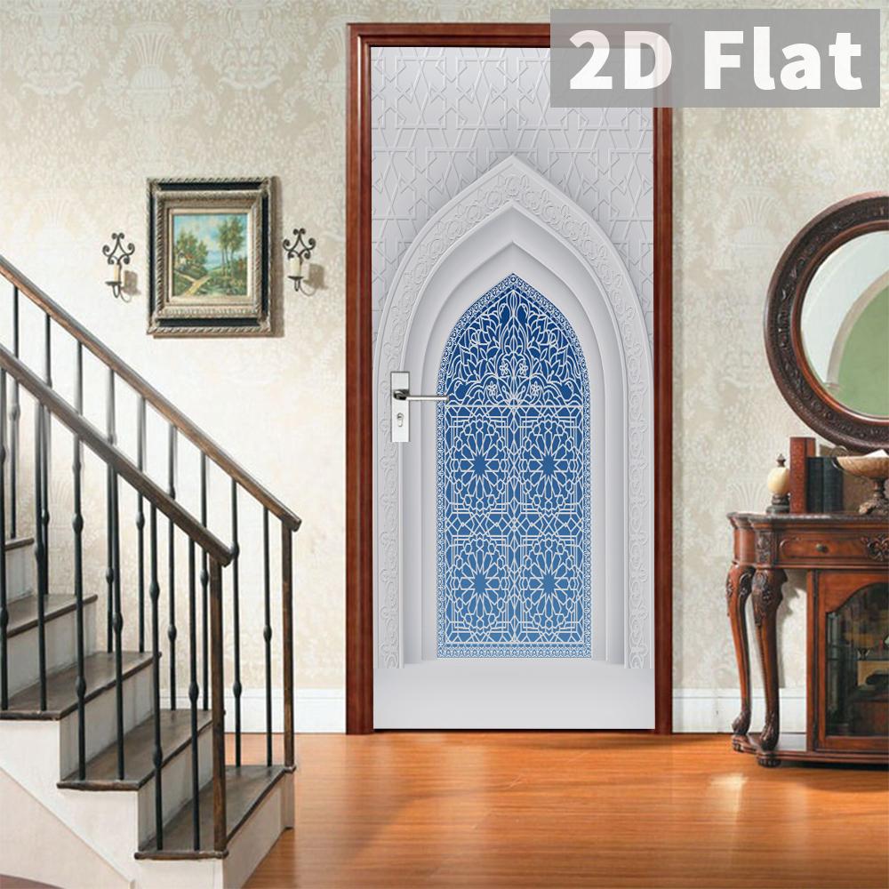 76Style 77/90cm Self-Adhesive Door Stickers Removable Wall Sticker Scenery Wallpaper Stone Stair Murals for Doors Modern Home Decor