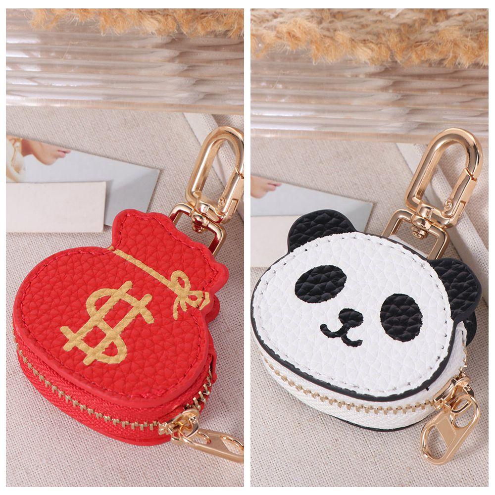 Cute PU Leather Pendant Coin Bag Money Bag Keychain Mini Panda Keychain  Women