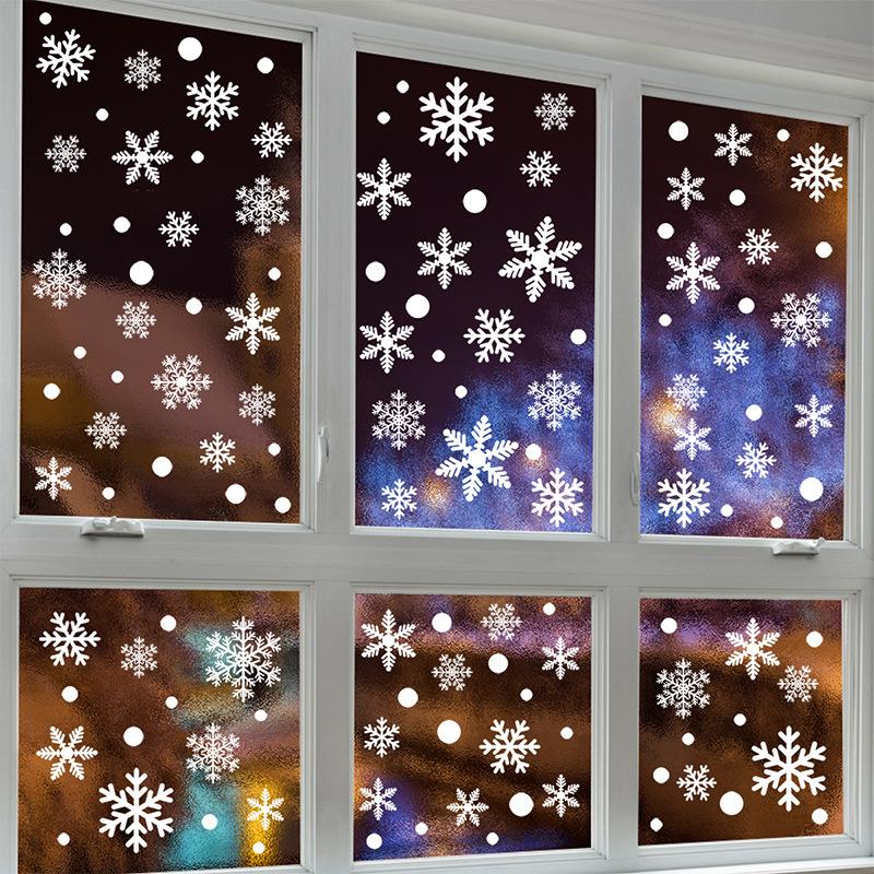 Christmas snowflake glass doors and windows add festive atmosphere to decorate the mall double side