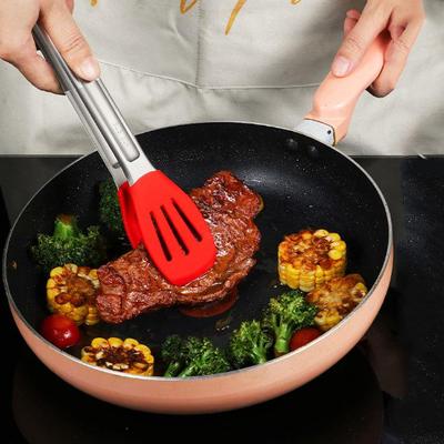 Multi-purpose Stainless Steel & Silicone Tongs for Baking, BBQ, Buffet, and Grill