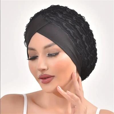 Einfarbige Turbanmützen aus Spitze für Damen