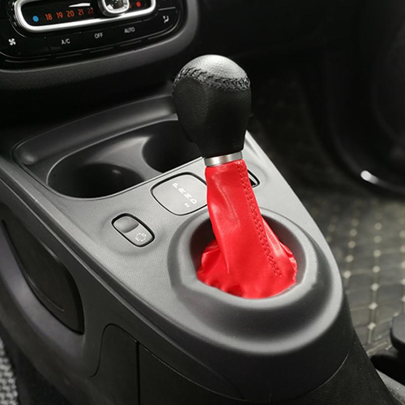 

Car Gear Hand Brake Dust Cover Parking Brake PU Leather Protector Interior Decor For New Smart 453 fortwo forfour червоний