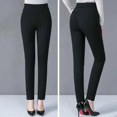 Women Pencil Pants Casual High Waist Lady Fall Trousers Solid Color Elastic Pockets Female Trousers Women's Clothing