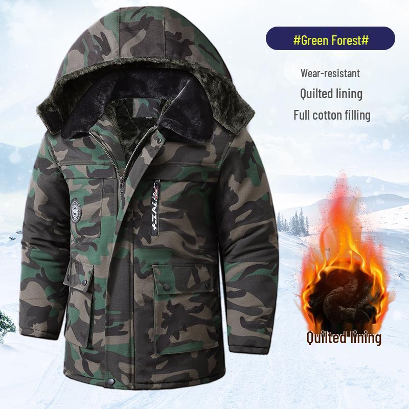 Men's Winter Camouflage Jacket: Thickened Cotton, Waterproof, Anti-Cold Military-Style Coat, Plus Velvet, 2024 Model