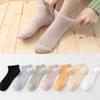 5 Pairs/lot Socks for Women Summer Thin Mesh Boat Socks Shallow Mouth Solid Color Hollow Cotton Casual Short Tube Breathable Sock