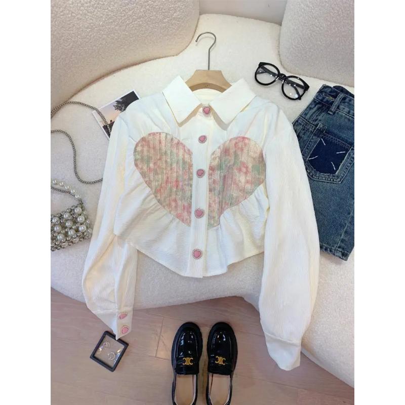 

Love Shirt Women s Design New High-end Sweet and Chic Short Top S білий