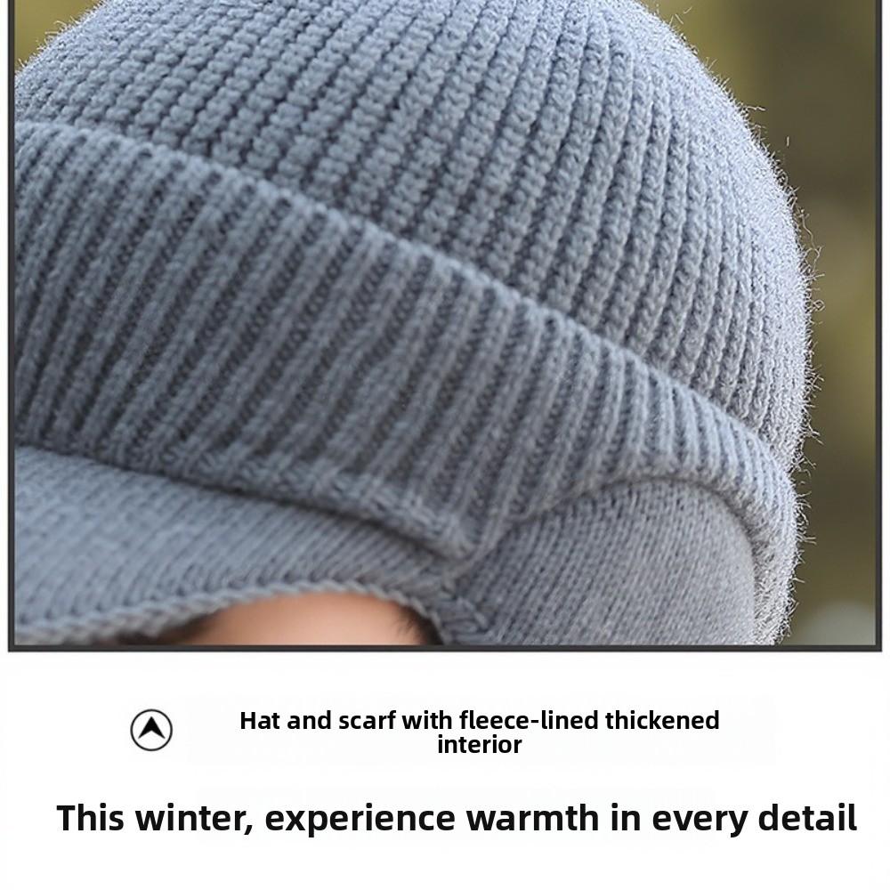 Fashion Ear Protection Men Knitted Cap Keep Warm Knit Wool Beanies Hat Casual Short Brim Ski Earflap Hat Cycling