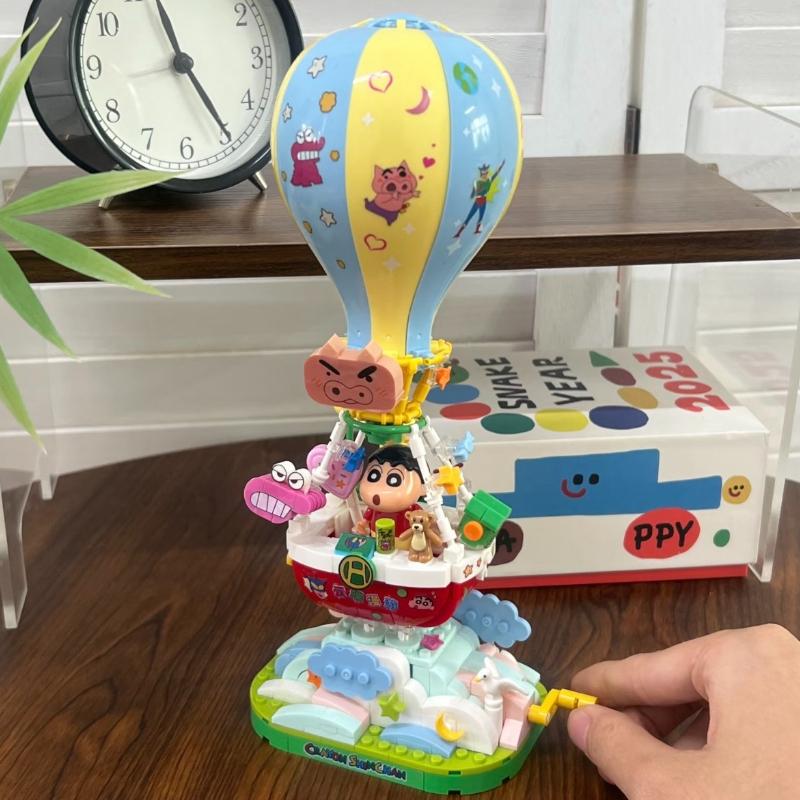 Balody Crayon Shinchan Doraemon Series Building Blocks Hot Air Balloon Light Model Ornament Small Particle Construction Toy Gift