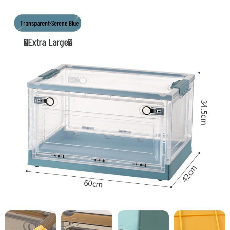 Three-Door Large Plastic Storage Box with Wheels for Living Room