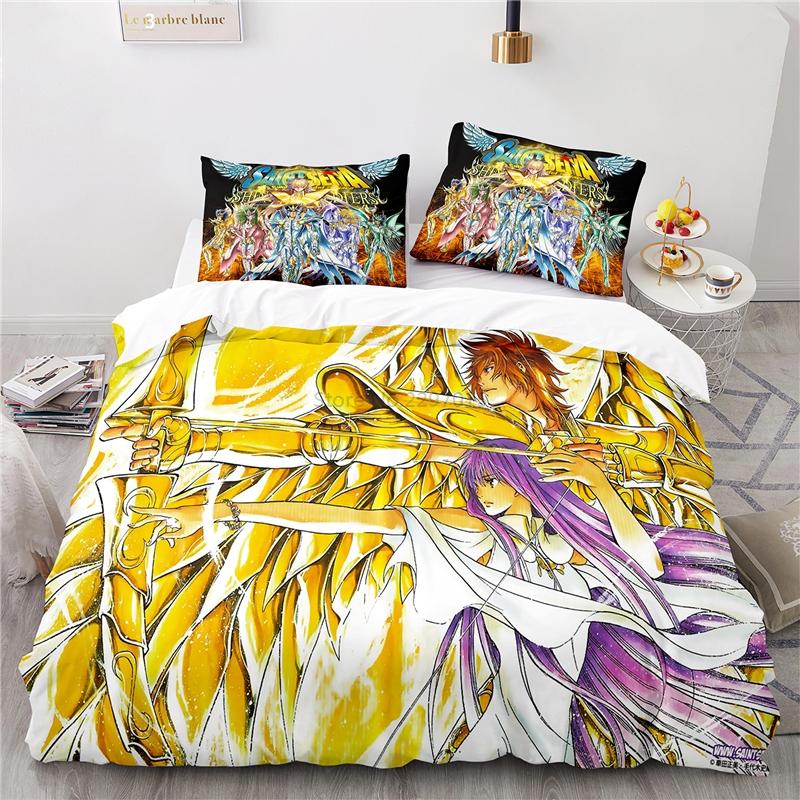 Cartoon 3d Saint Seiya Printed Bedding Set Anime Duvet Cover Pillowcase Adult Kids Comforter Cover Set Twin Full Queen King Size