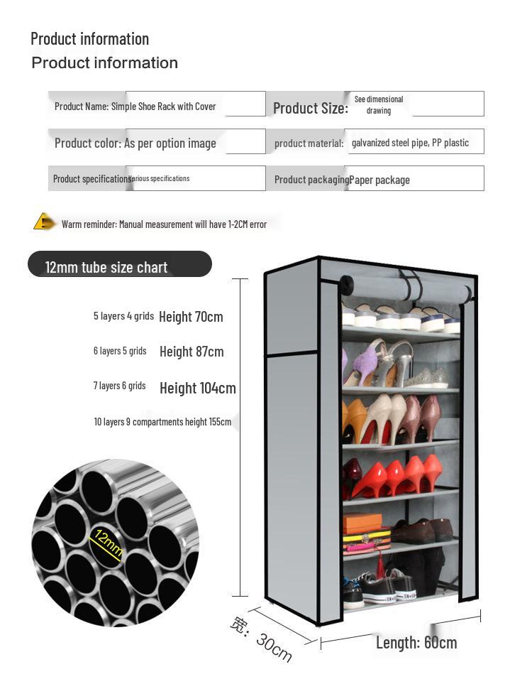 Metal Multi-Layer Space-Saving Shoe Rack Cabinet for Home and Dormitory