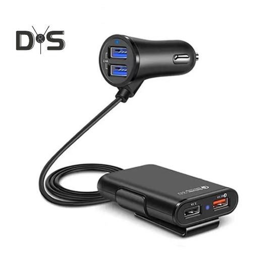 

Автомобильное зарядное устройство QC3.0 3.1A 2.4A 4 USB 1.8M Кабель для переднего и заднего сиденья Универсальный высокой мощности 8A Быстрая зарядка Автомобильный зарядный адаптер Автомобильные принадлежности чёрный