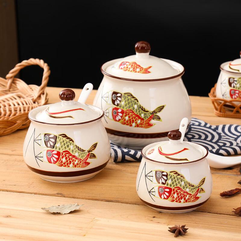Ru Han Japanese Hand-painted Ceramic Seasoning Jar Set